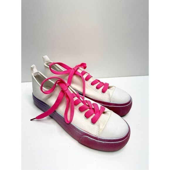 Olivia Miller Shoes Womens Size 8 Sneaker Gazelle White Canvas Pink Ombre Casual - Picture 4 of 11